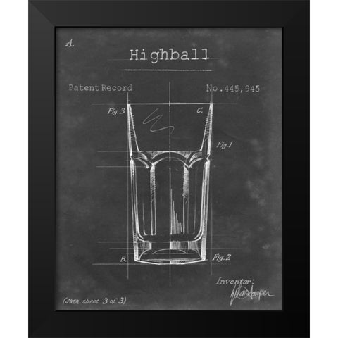 Barware Blueprint II Black Modern Wood Framed Art Print by Harper, Ethan