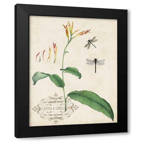 Canna and Dragonflies I Black Modern Wood Framed Art Print by Vision Studio