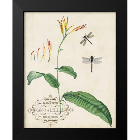 Canna and Dragonflies I Black Modern Wood Framed Art Print by Vision Studio