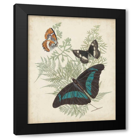 Butterflies and Ferns II Black Modern Wood Framed Art Print by Vision Studio