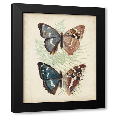 Butterflies and Ferns IV Black Modern Wood Framed Art Print by Vision Studio