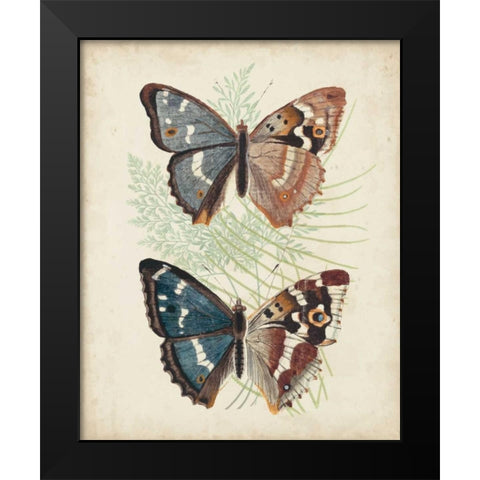 Butterflies and Ferns IV Black Modern Wood Framed Art Print by Vision Studio