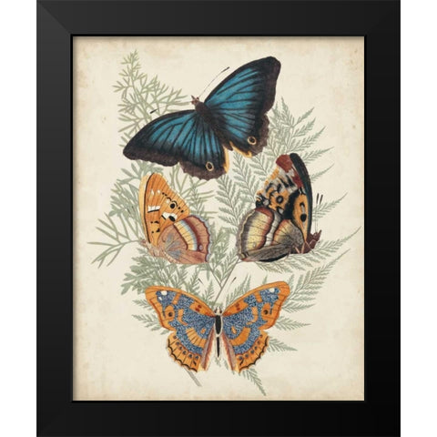 Butterflies and Ferns V Black Modern Wood Framed Art Print by Vision Studio