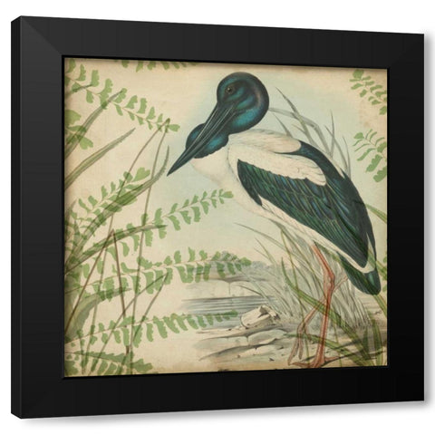 Heron and Ferns I Black Modern Wood Framed Art Print by Vision Studio