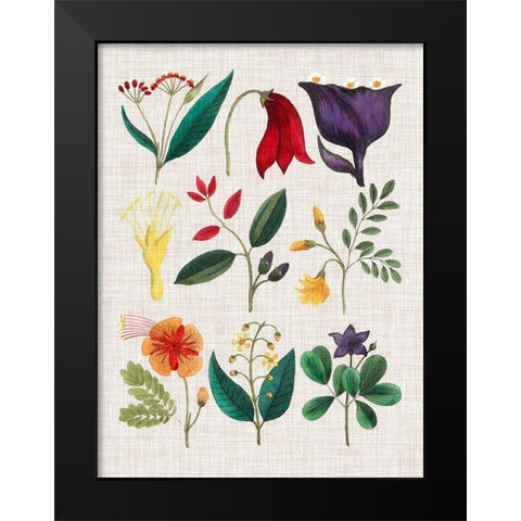 Floral Assemblage IV Black Modern Wood Framed Art Print by Vision Studio