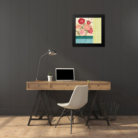 Floral Montage I Black Modern Wood Framed Art Print by Vision Studio