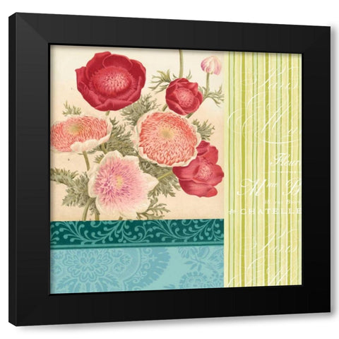 Floral Montage I Black Modern Wood Framed Art Print with Double Matting by Vision Studio