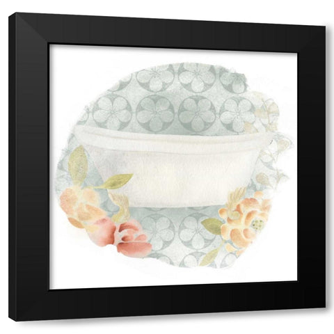 Garden Romance Bath I Black Modern Wood Framed Art Print with Double Matting by Vess, June Erica