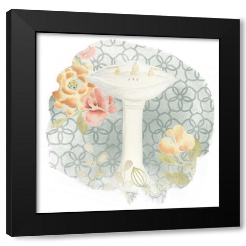 Garden Romance Bath III Black Modern Wood Framed Art Print by Vess, June Erica