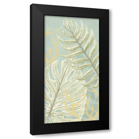 Palm and Coral Panel I Black Modern Wood Framed Art Print by Vess, June Erica