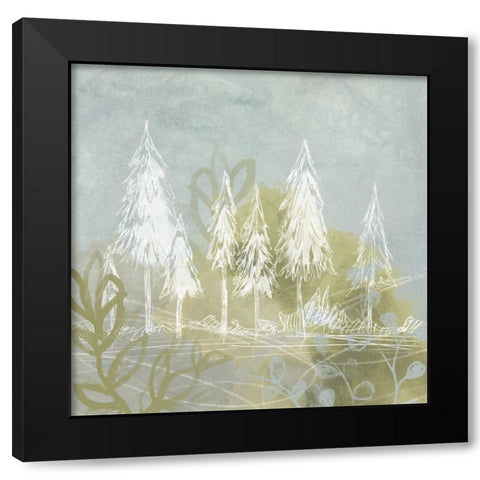 Treeline Collage I Black Modern Wood Framed Art Print with Double Matting by Vess, June Erica