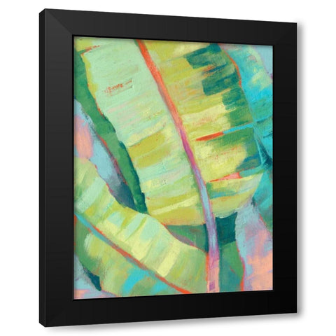 Vibrant Palm Leaves I Black Modern Wood Framed Art Print by Goldberger, Jennifer
