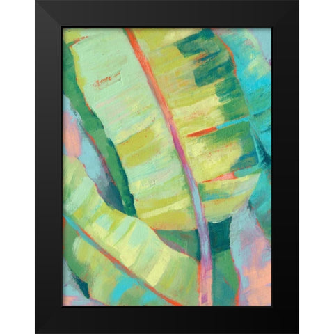 Vibrant Palm Leaves I Black Modern Wood Framed Art Print by Goldberger, Jennifer