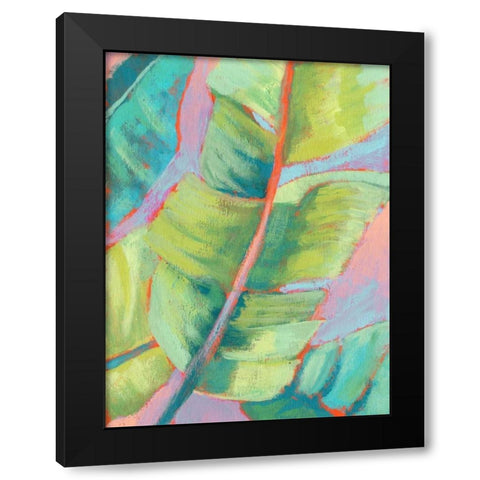 Vibrant Palm Leaves II Black Modern Wood Framed Art Print by Goldberger, Jennifer