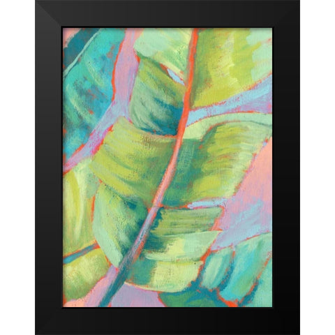 Vibrant Palm Leaves II Black Modern Wood Framed Art Print by Goldberger, Jennifer