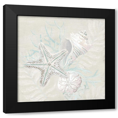Weathered Shell Sketch I Black Modern Wood Framed Art Print by Vess, June Erica