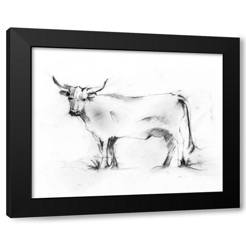 Charcoal Bovine Study III Black Modern Wood Framed Art Print with Double Matting by Harper, Ethan