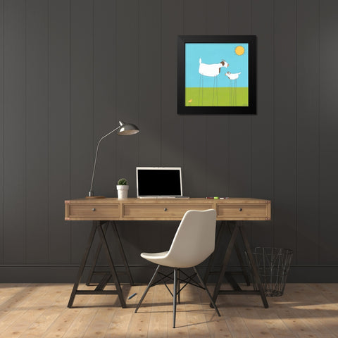 Stick-leg Goat I Black Modern Wood Framed Art Print by Vess, June Erica