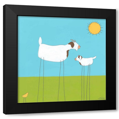 Stick-leg Goat I Black Modern Wood Framed Art Print by Vess, June Erica