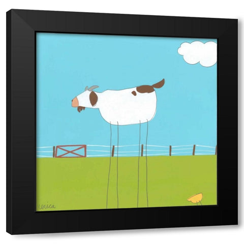 Stick-leg Goat II Black Modern Wood Framed Art Print by Vess, June Erica