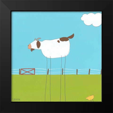 Stick-leg Goat II Black Modern Wood Framed Art Print by Vess, June Erica