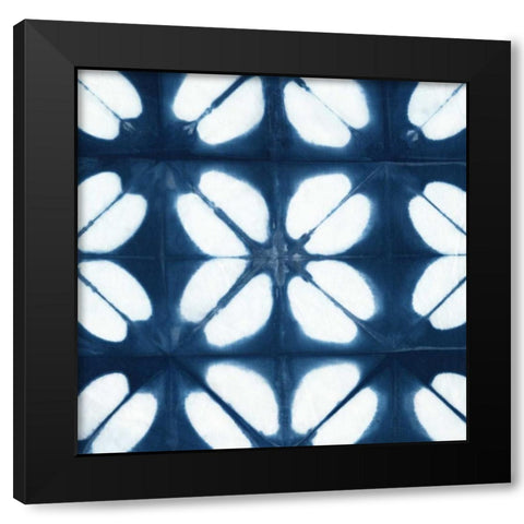 Indigo Tiles I Black Modern Wood Framed Art Print with Double Matting by Zarris, Chariklia