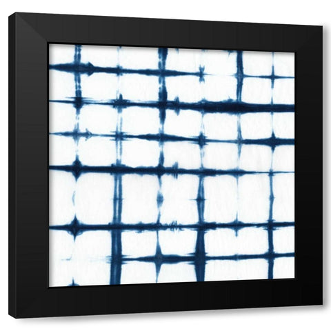 Indigo Tiles VII Black Modern Wood Framed Art Print with Double Matting by Zarris, Chariklia