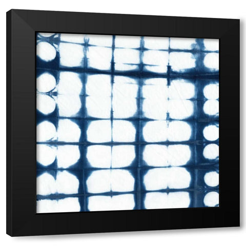 Indigo Tiles IX Black Modern Wood Framed Art Print with Double Matting by Zarris, Chariklia