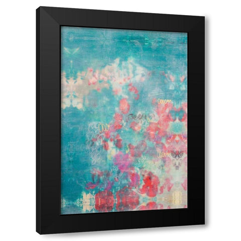 Embellished Teal Rose Garden I Black Modern Wood Framed Art Print by Goldberger, Jennifer