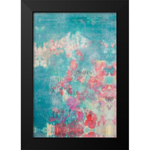 Embellished Teal Rose Garden I Black Modern Wood Framed Art Print by Goldberger, Jennifer