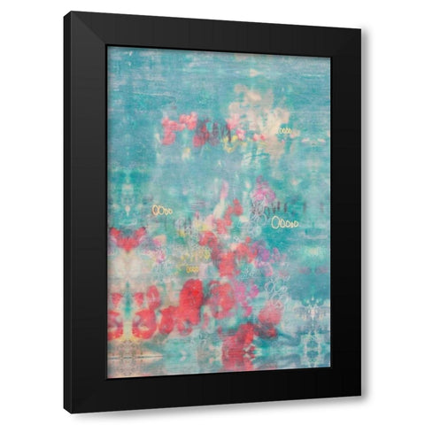 Embellished Teal Rose Garden II Black Modern Wood Framed Art Print with Double Matting by Goldberger, Jennifer