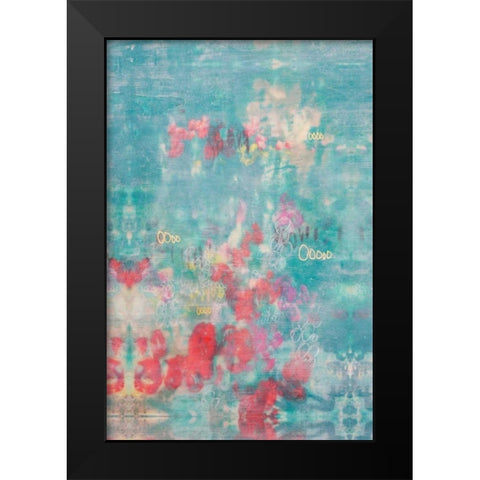 Embellished Teal Rose Garden II Black Modern Wood Framed Art Print by Goldberger, Jennifer