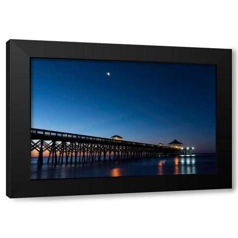 Moon at Folly Beach Black Modern Wood Framed Art Print by Head, Danny