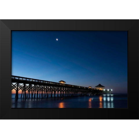 Moon at Folly Beach Black Modern Wood Framed Art Print by Head, Danny