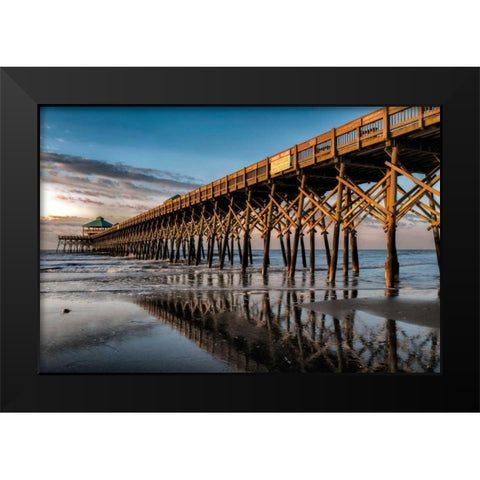 Sun Bath on Folly Beach Black Modern Wood Framed Art Print by Head, Danny