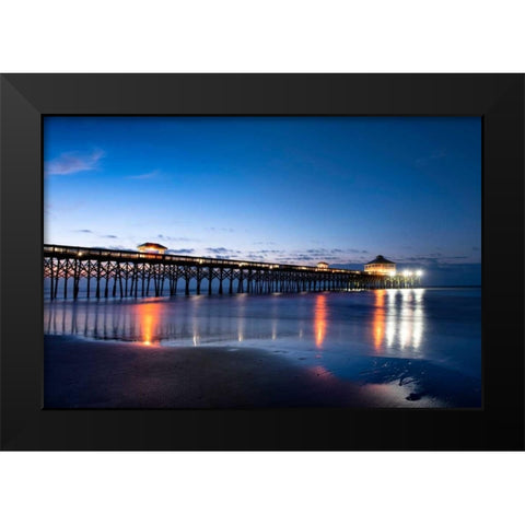 Pier Reflections I Black Modern Wood Framed Art Print by Head, Danny