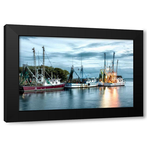 The Shrimping Fleet  Black Modern Wood Framed Art Print by Head, Danny