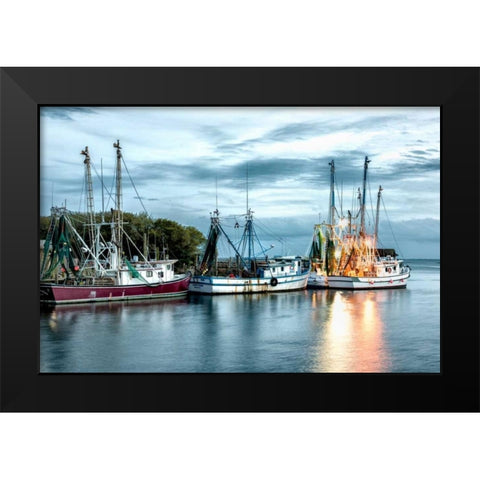 The Shrimping Fleet  Black Modern Wood Framed Art Print by Head, Danny