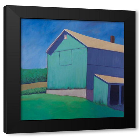 Rustic Teal Black Modern Wood Framed Art Print by Young, Carol