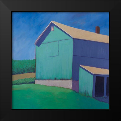 Rustic Teal Black Modern Wood Framed Art Print by Young, Carol