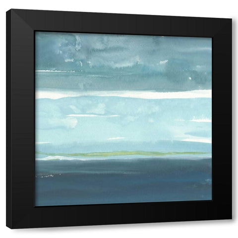 Teal Horizon II Black Modern Wood Framed Art Print by Delamater, Rob