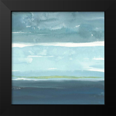Teal Horizon II Black Modern Wood Framed Art Print by Delamater, Rob