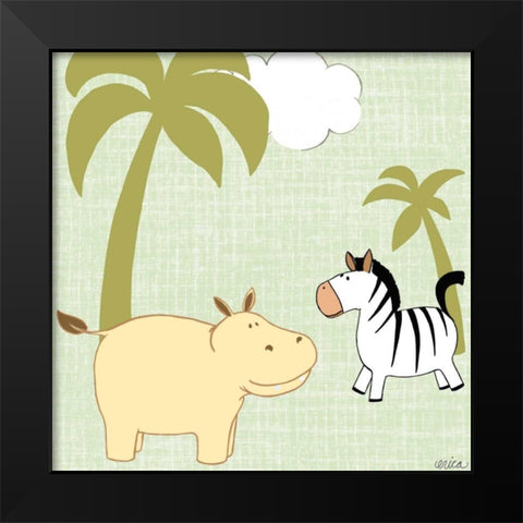 Baby Jungle III Black Modern Wood Framed Art Print by Vess, June Erica