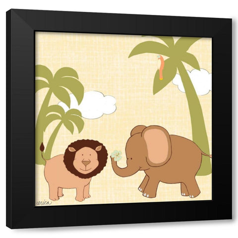 Baby Jungle IV Black Modern Wood Framed Art Print by Vess, June Erica