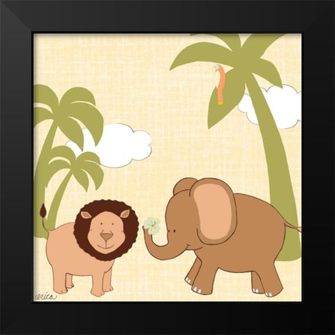 Baby Jungle IV Black Modern Wood Framed Art Print by Vess, June Erica