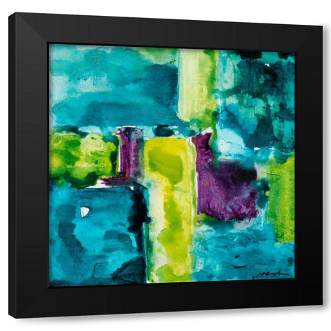 Color Block II Black Modern Wood Framed Art Print with Double Matting by Combs, Joyce