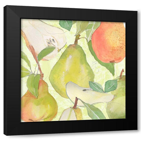 Pear Medley II Black Modern Wood Framed Art Print by Mark, Leslie