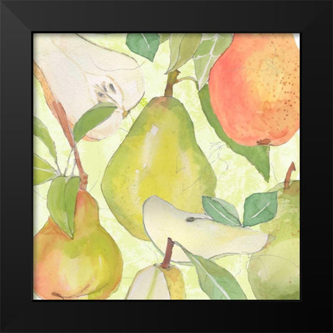Pear Medley II Black Modern Wood Framed Art Print by Mark, Leslie