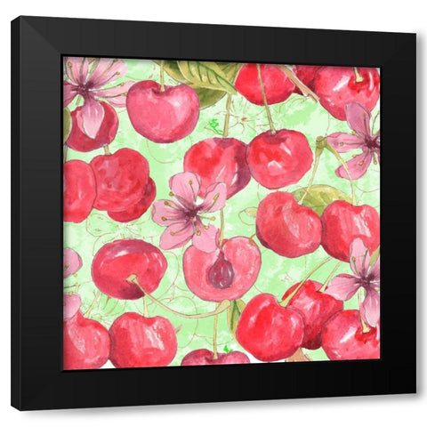 Cherry Medley II Black Modern Wood Framed Art Print with Double Matting by Mark, Leslie