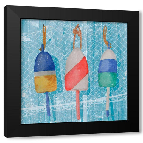 Lobster Buoys I Black Modern Wood Framed Art Print by Mark, Leslie